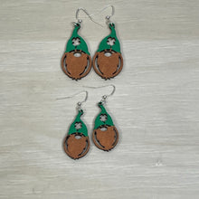 Load image into Gallery viewer, Clover St Patrick&#39;s gnome dangle drop earrings
