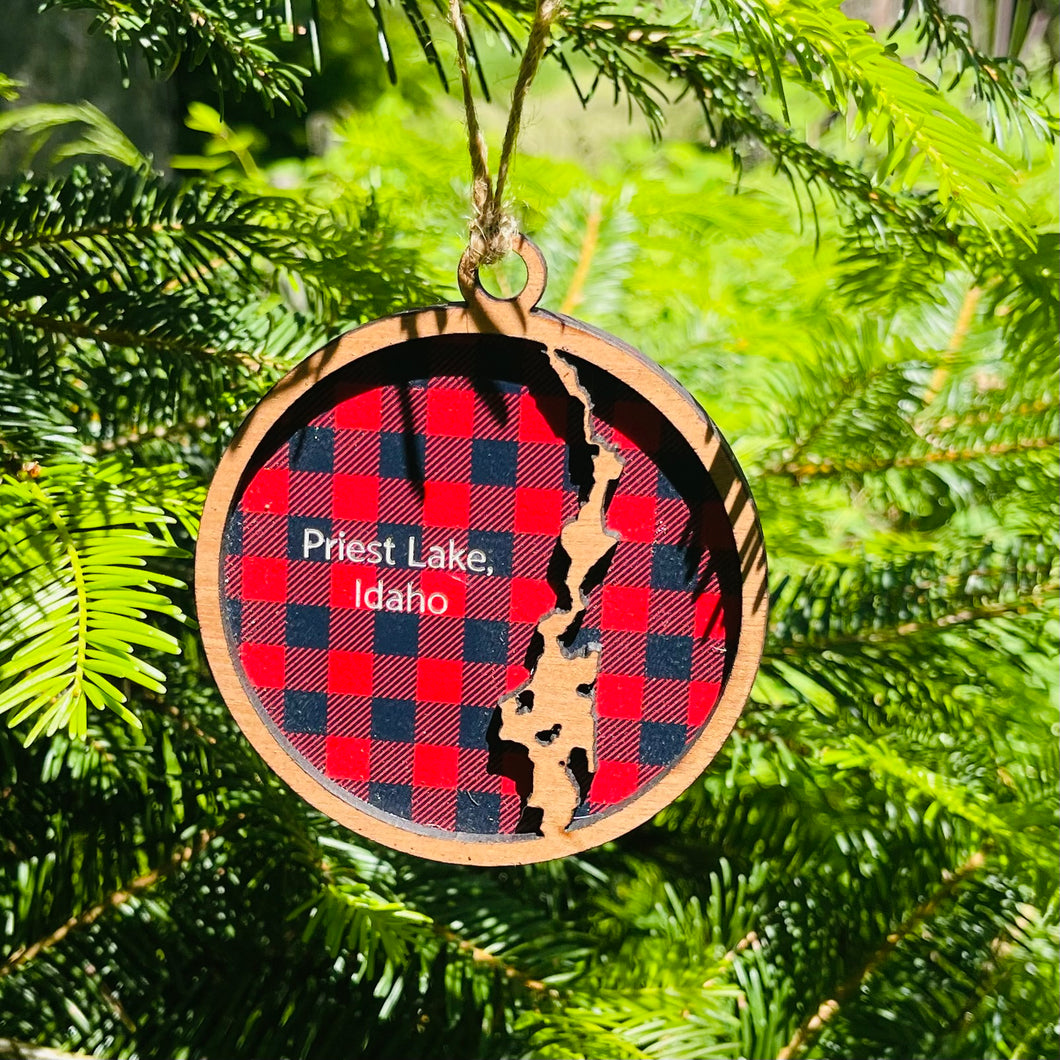 Priest Lake Christmas Ornament - Custom Engraved